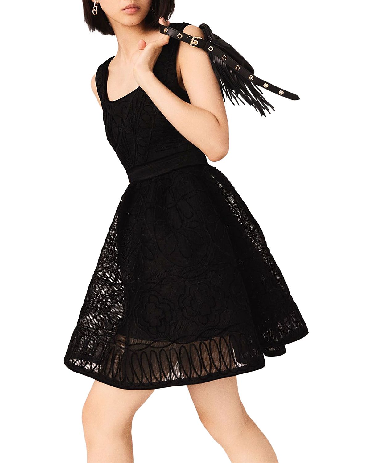 Maje Embroidered Lace Skater Dress