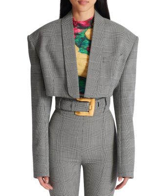 Cropped Jacket in Prince of Wales Jacquard