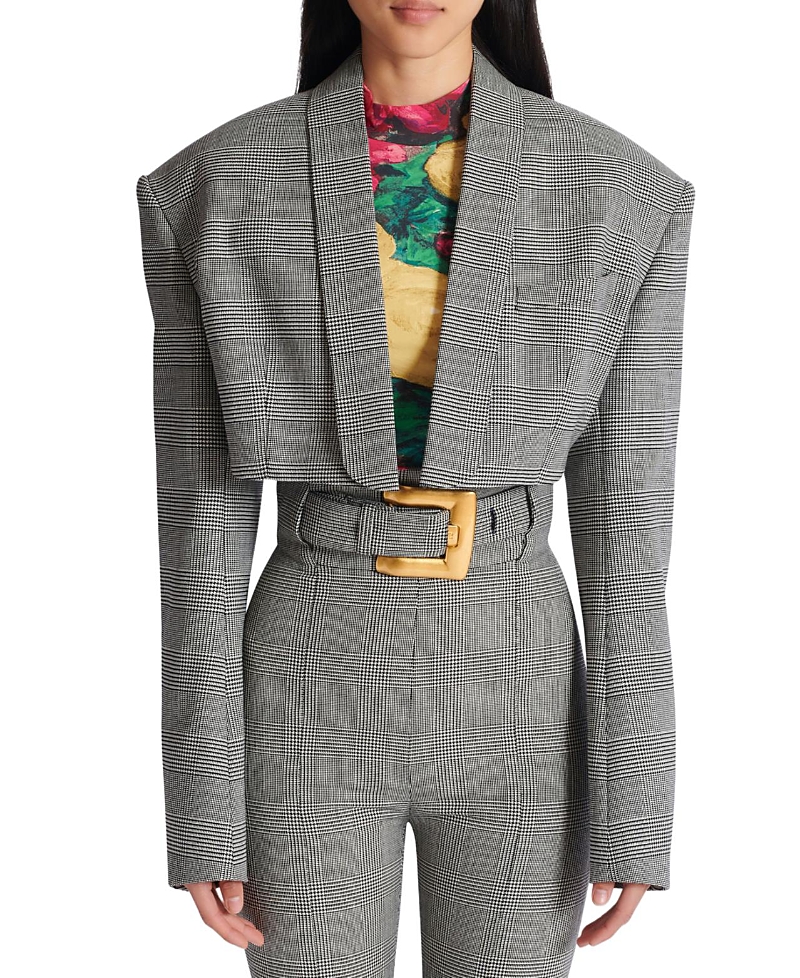Balmain Cropped Jacket in Prince of Wales Jacquard