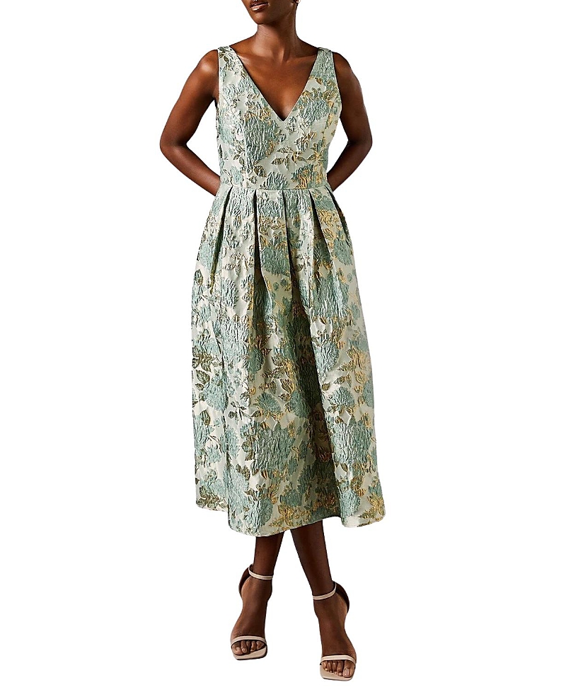 Coast V-Neck Jacquard Midi Dress