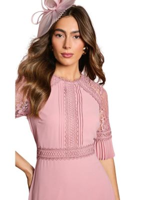 Lace Insert Midi Dress