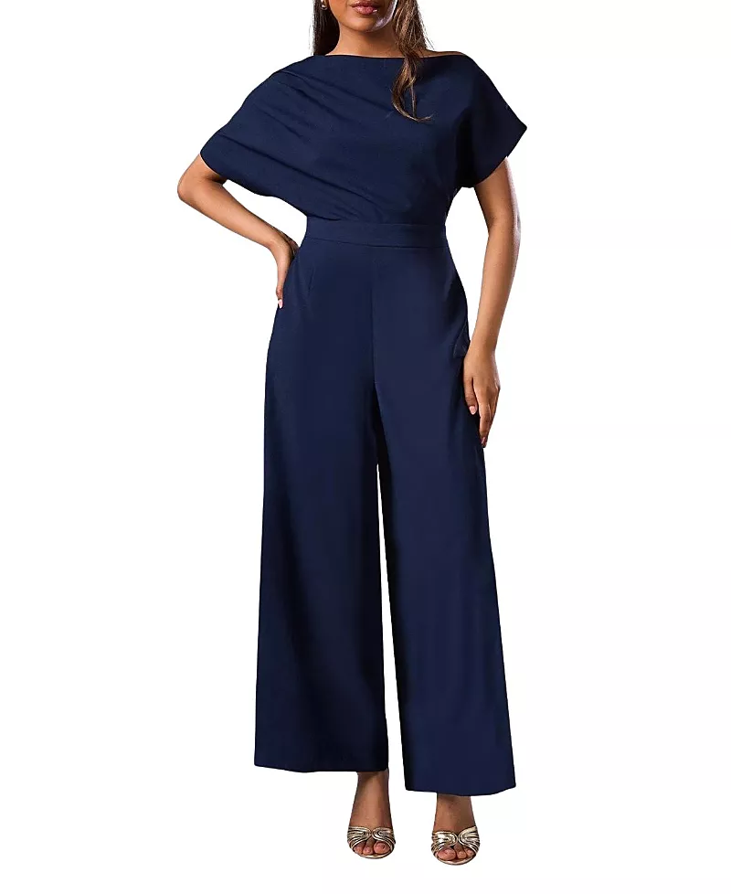 Coast Petite Pleat Off The Shoulder Jumpsuit
