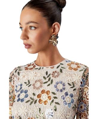 Muse Embellished Flare Sleeve Mini Dress