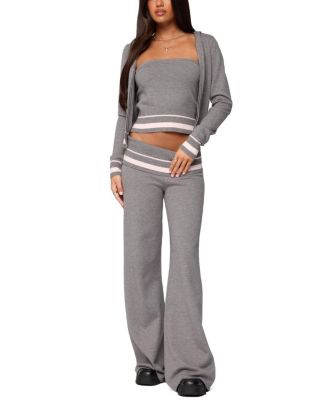 Kaliya Stripey Knit Zip Up Hoodie