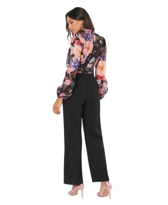 Blouson Sleeve Pintuck Wide Leg Jumpsuit