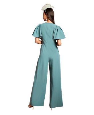 Flutter Sleeve Plunge Jumpsuit