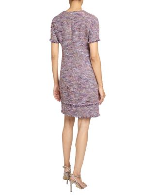 Melania Short Sleeve Shift Dress in Luxury Tweed