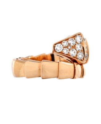  Wide Serpenti Viper One-Coil Ring 18K Rose Gold with Diamonds