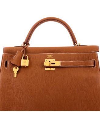 Kelly 32 Handbag Brown Togo with Gold Hardware
