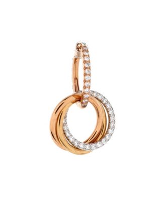  Trinity Hoop Dangle Earrings 18K Tricolor Gold with Diamonds