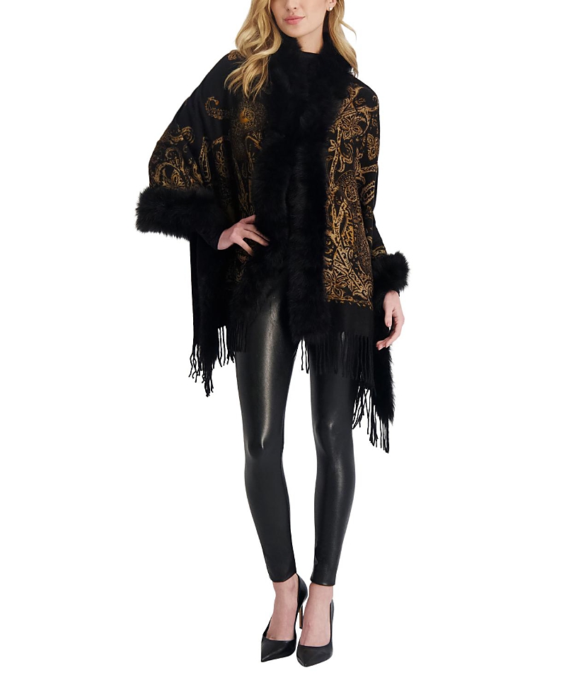 Gorski Double Face Cashmere Stole With Toscana Lamb Tape Top And Bottom