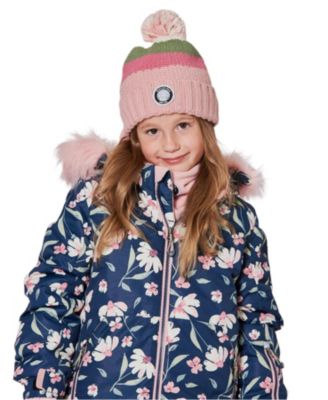 Girls' Lined Knit Pompom Hat Stripes - Baby, Little Kid, Big Kid