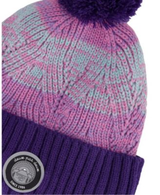 Girls' Lined Knit Pompom Hat Stripes - Baby, Little Kid, Big Kid