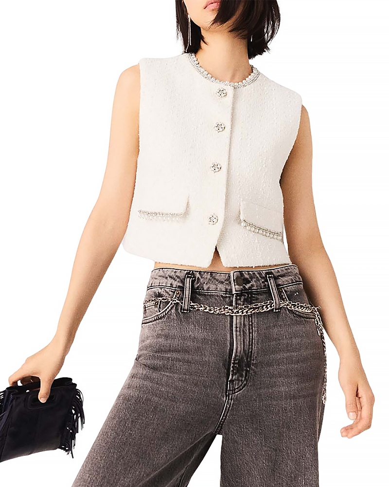 Maje Beaded Tweed Vest
