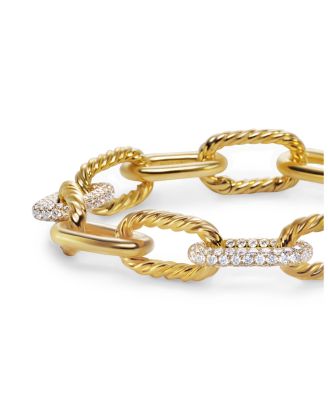 DY Madison&reg; Chain Bracelet in 18K Yellow Gold with Diamonds, 11mm