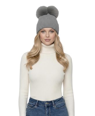  Knit Hat with Double Toscana Lamb Pompom