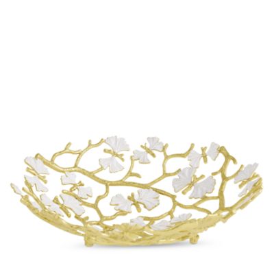 Butterfly Gingko Gold Tone Bread Basket