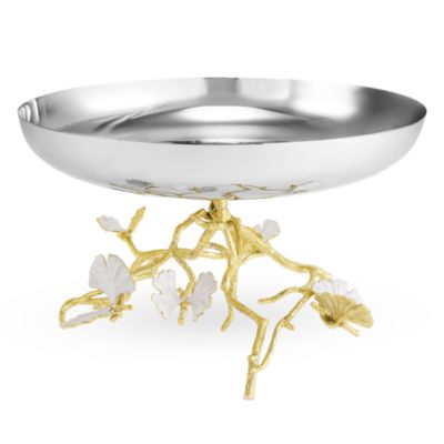 Butterfly Gingko Gold Tone Fruit Bowl