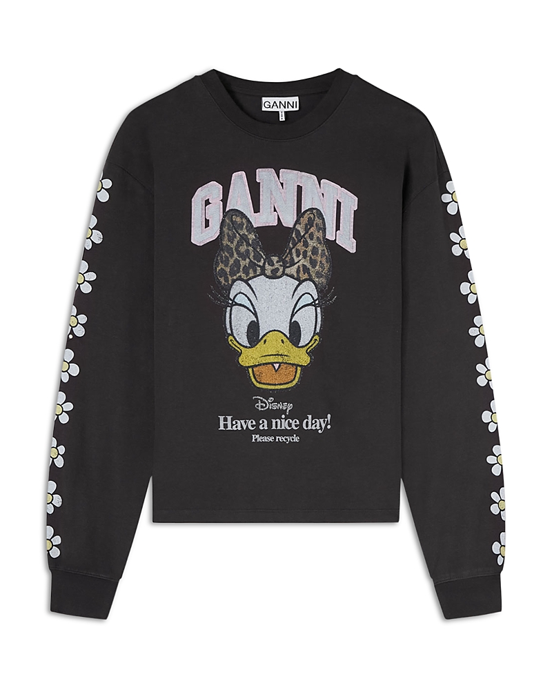 Ganni Daisy Duck Graphic Long Sleeve Tee