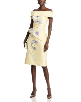 Mikado Floral Peplum Dress