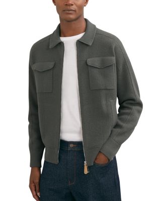 Reiss Calder Long Sleeve Zip Through Twin Pocket Merino Jumper Jacket