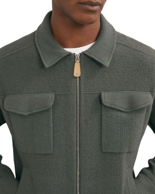 Calder Long Sleeve Zip Through Twin Pocket Merino Jumper Jacket