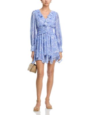Paisley Long Sleeve Gathered Mini Dress - Exclusive