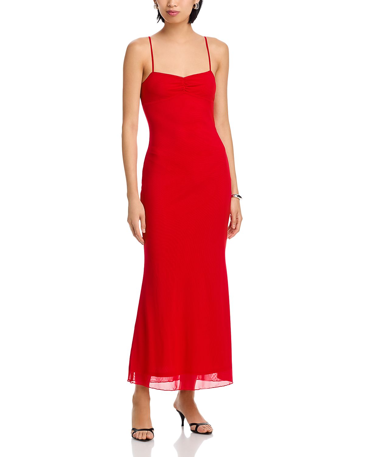Aqua Solid Mesh Maxi Dress - Exclusive