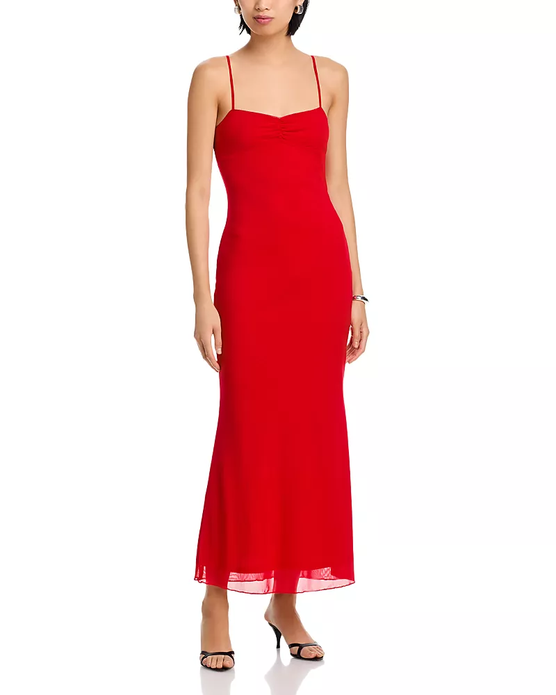 Aqua Solid Mesh Maxi Dress - Exclusive