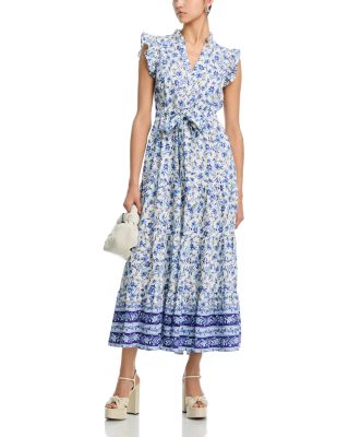 Short Sleeve Floral Border Button Down Maxi Dress - Exclusive