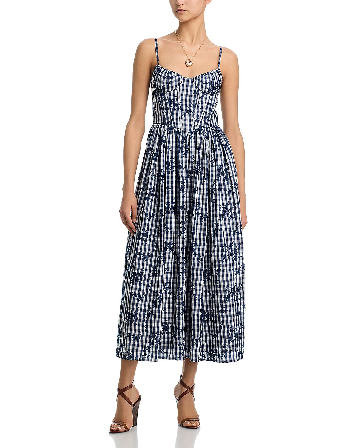Aqua x Wuthering Heights Embroidered Gingham Dress - Exclusive