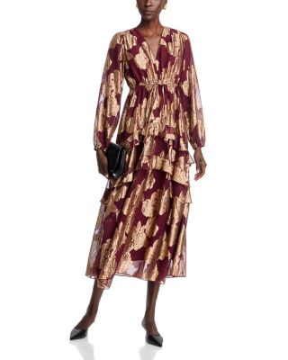 V Neck Ruffled Dress