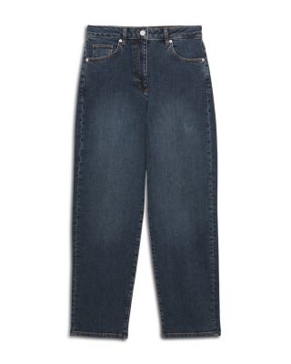Selin Petite Mid Rise Straight Leg Jeans in Antique Mid Blue
