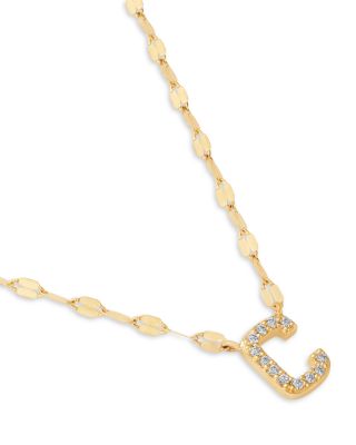14K Yellow Gold Diamond Initial C Pendant Necklace, 18"