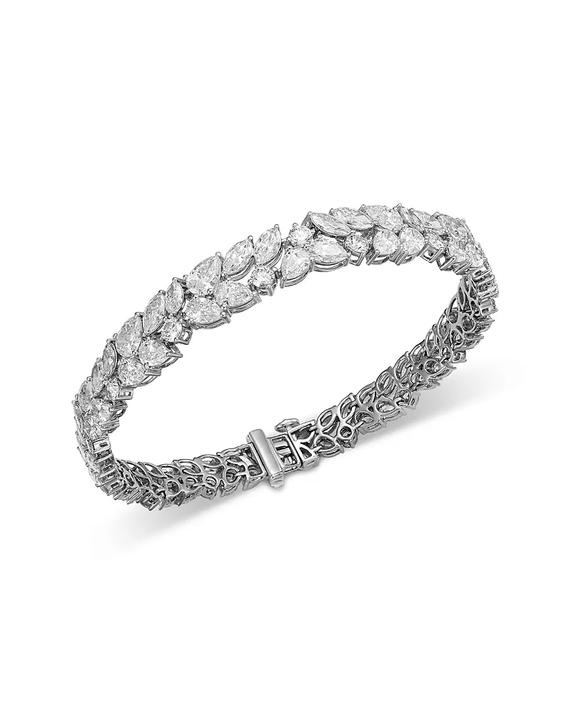 Bloomingdale's Fine Collection Luxe Collection Certified Lab Grown Diamond Pear & Round Double Row Tennis Bracelet in 14K White Gold, 15.0 tcw