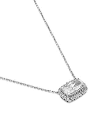 Luxe Collection Certified Lab Grown Diamond Cushion & Round Halo Pendant Necklace in 14K White Gold, 1.15 tcw