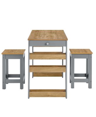 Galley Kitchen Island and Stool, Set of 3