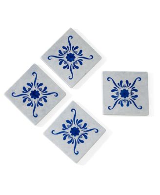Andalusia Patterned Marble Tiles Coasters, Set of 4