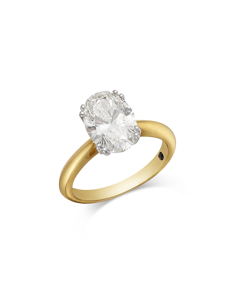 Bloomingdale's Fine Collection Luxe Collection Certified Lab Grown Diamond Oval Solitaire Engagement Ring in 18K Yellow Gold, 3.15 tcw