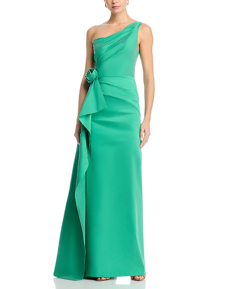 Teri Jon by Rickie Freeman Taffeta One Shoulder Gown