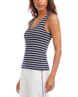 Stripe Scoop Neck Double Layer Tank