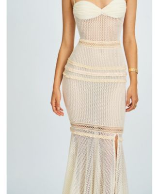 Pallas Lace Trim Crochet Mermaid Maxi Dress