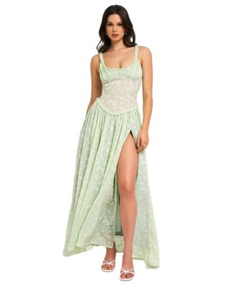  Ulissa Drop Waist Square Neck High Slit Maxi Dress