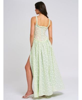  Ulissa Drop Waist Square Neck High Slit Maxi Dress