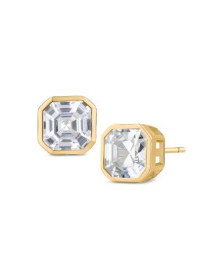 Asscher Cut Cubic Zirconia Bezel Stud Earrings