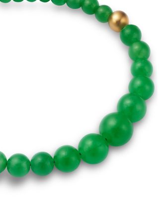 Dyed Jade Graduated Beaded Bracelet in 14K Yellow Gold