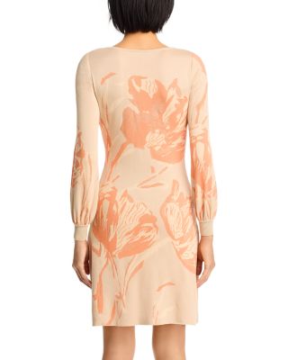 Floral Print A Line Burnout Knit Dress