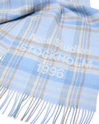 Wool Blend Check Logo Scarf