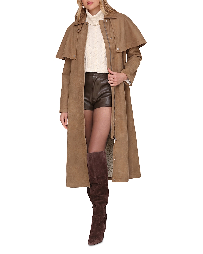 Avec Les Filles Faux Suede Cape Trench Coat