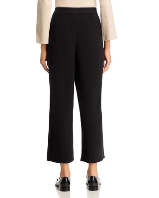 Crinkled Jersey Wide Leg Ankle Pants